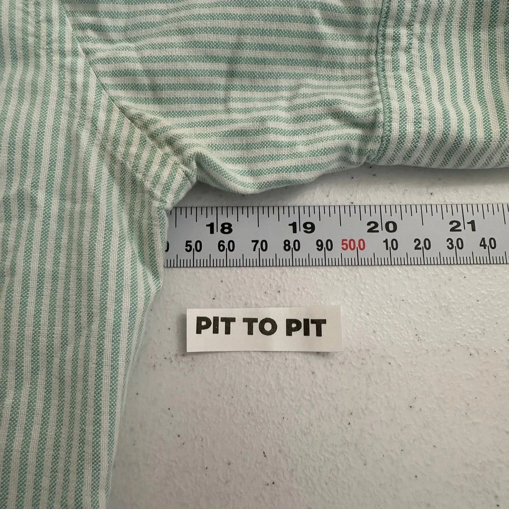 Ralph Lauren Kid Prepppy Green White Striped Short Sleeve Button Down Shirt Sz 4